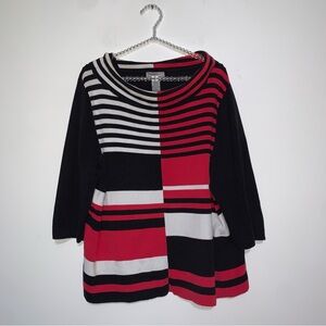 Designers Originals Black and Red Striped Sweater 1X